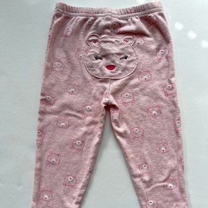 Carter's 12 mo baby pants with bear face appliqué on butt and cute bear pattern